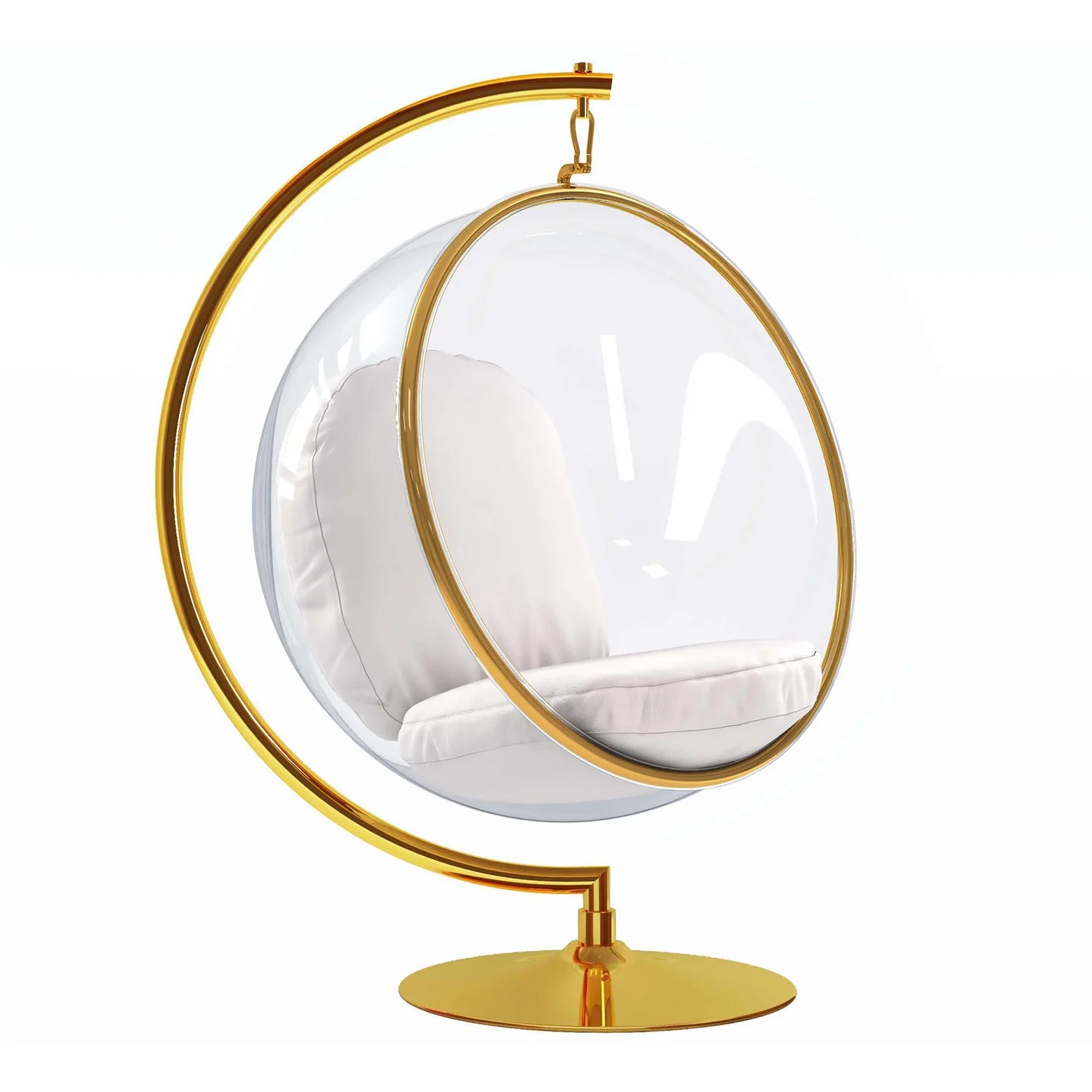  Vinyl and Steel Hanging Bubble Chair with Stand Gold, Style-1 By World Modern Design 