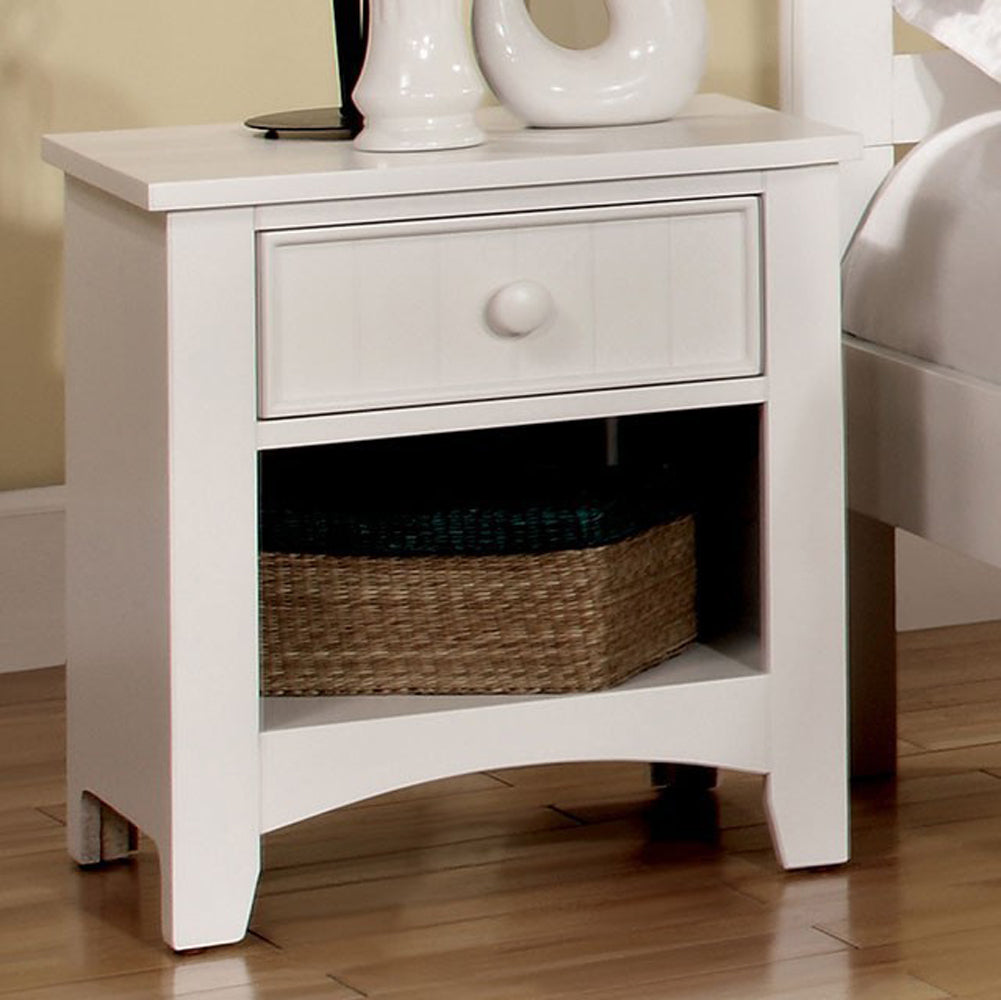  Omnus Wood Night Stand, White Finish By Benzara 