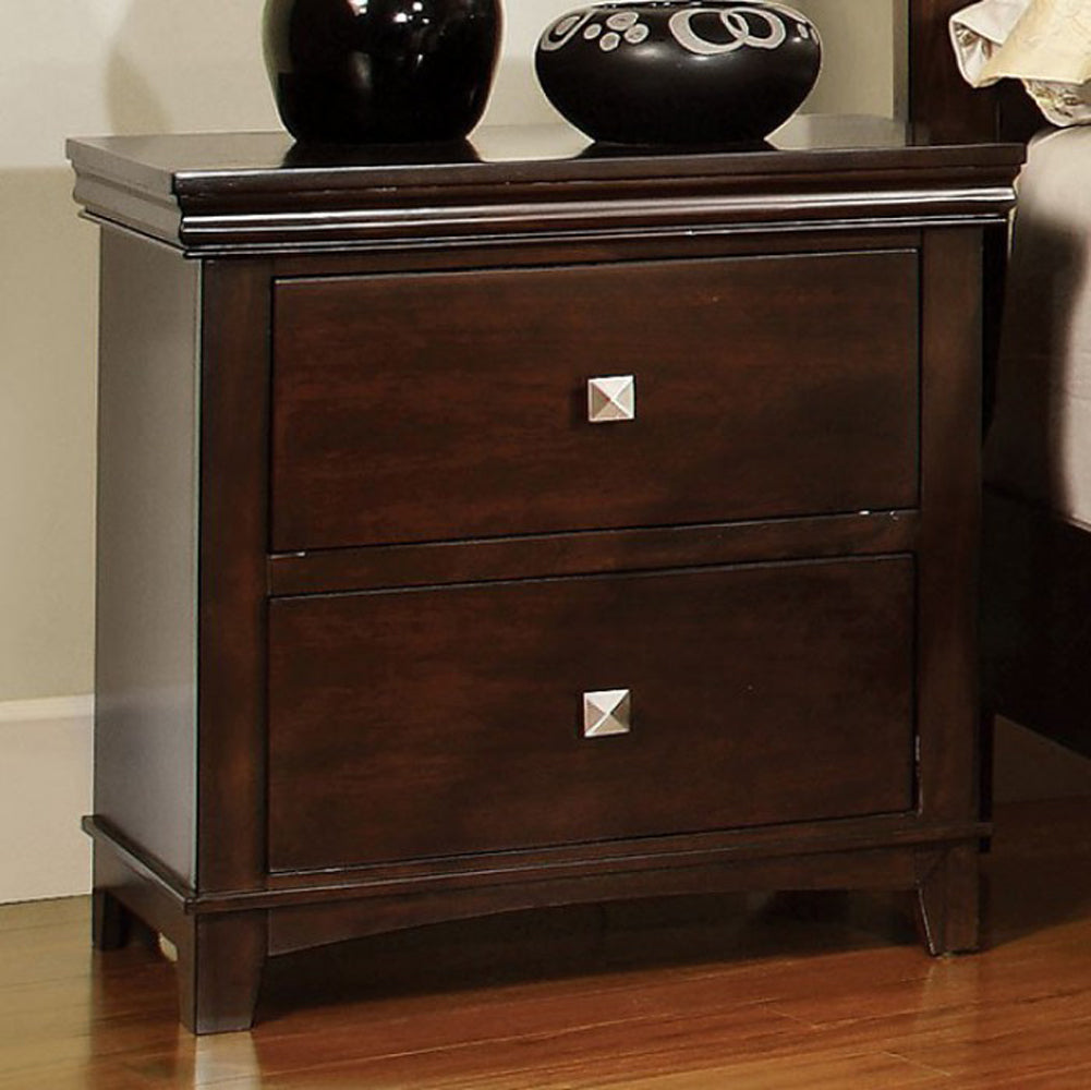  Pebble Transitional Nightstand, Brown Cherry Finish By Benzara 