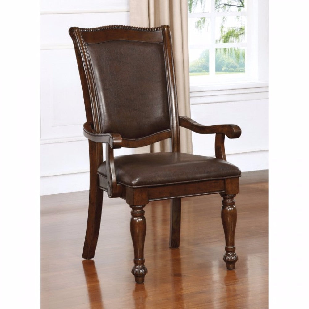  Alpena Traditional Arm Chair, Brown Cherry, Set Of 2 By Benzara 