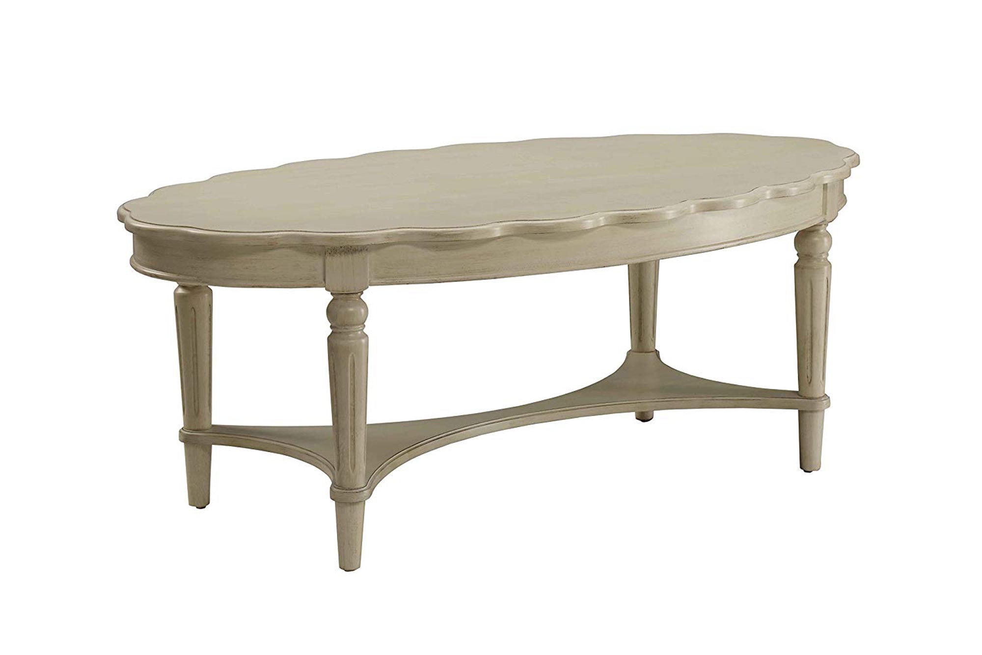  Conventional Coffee Table, Antique White By Benzara 