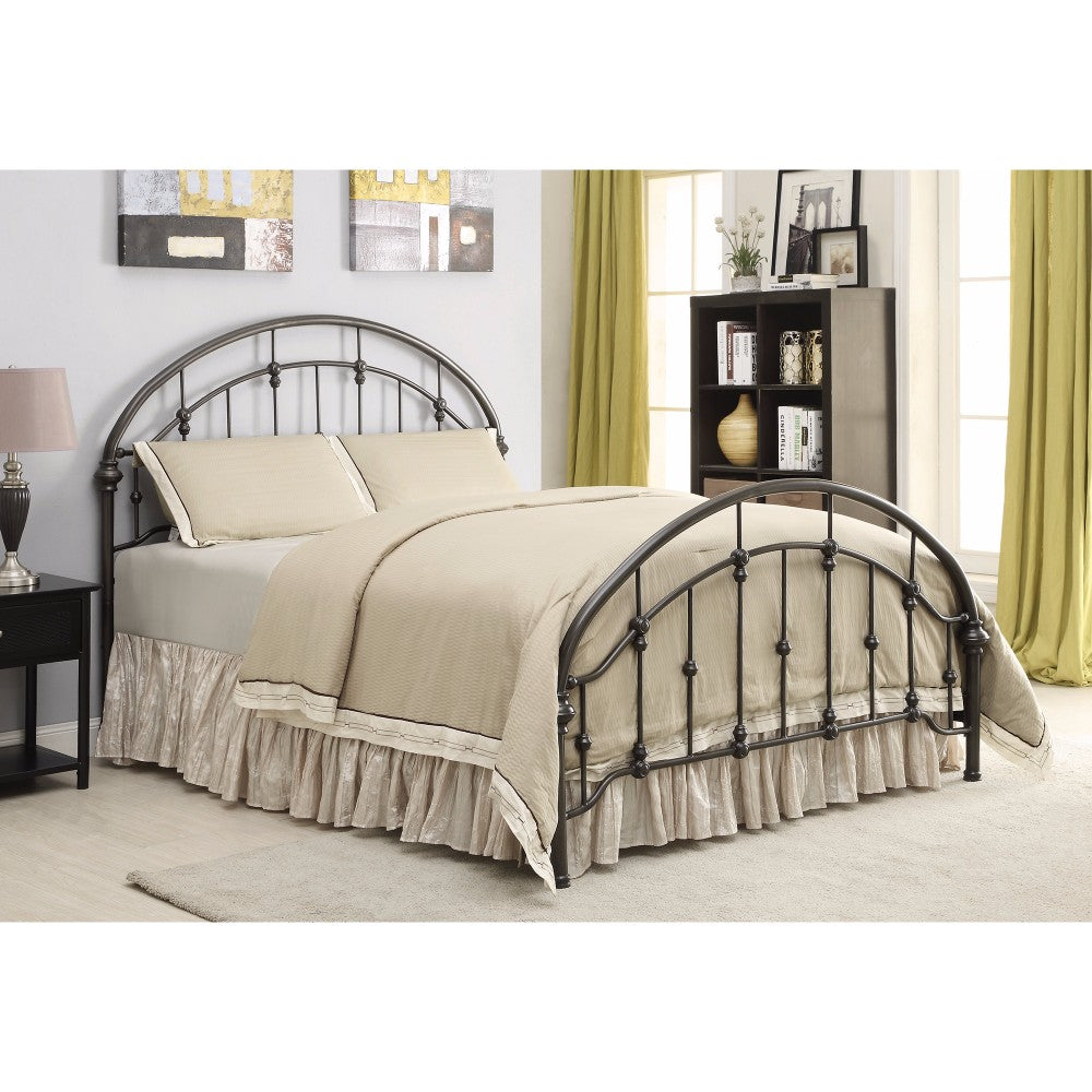  Fine Looking Metal Curved Queen Size Bed, Bronze By Benzara 