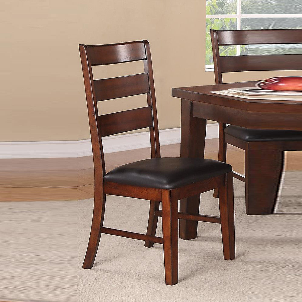  Solid Wood Side Chairs With Ladder Back Set Of 2 Brown By Benzara 