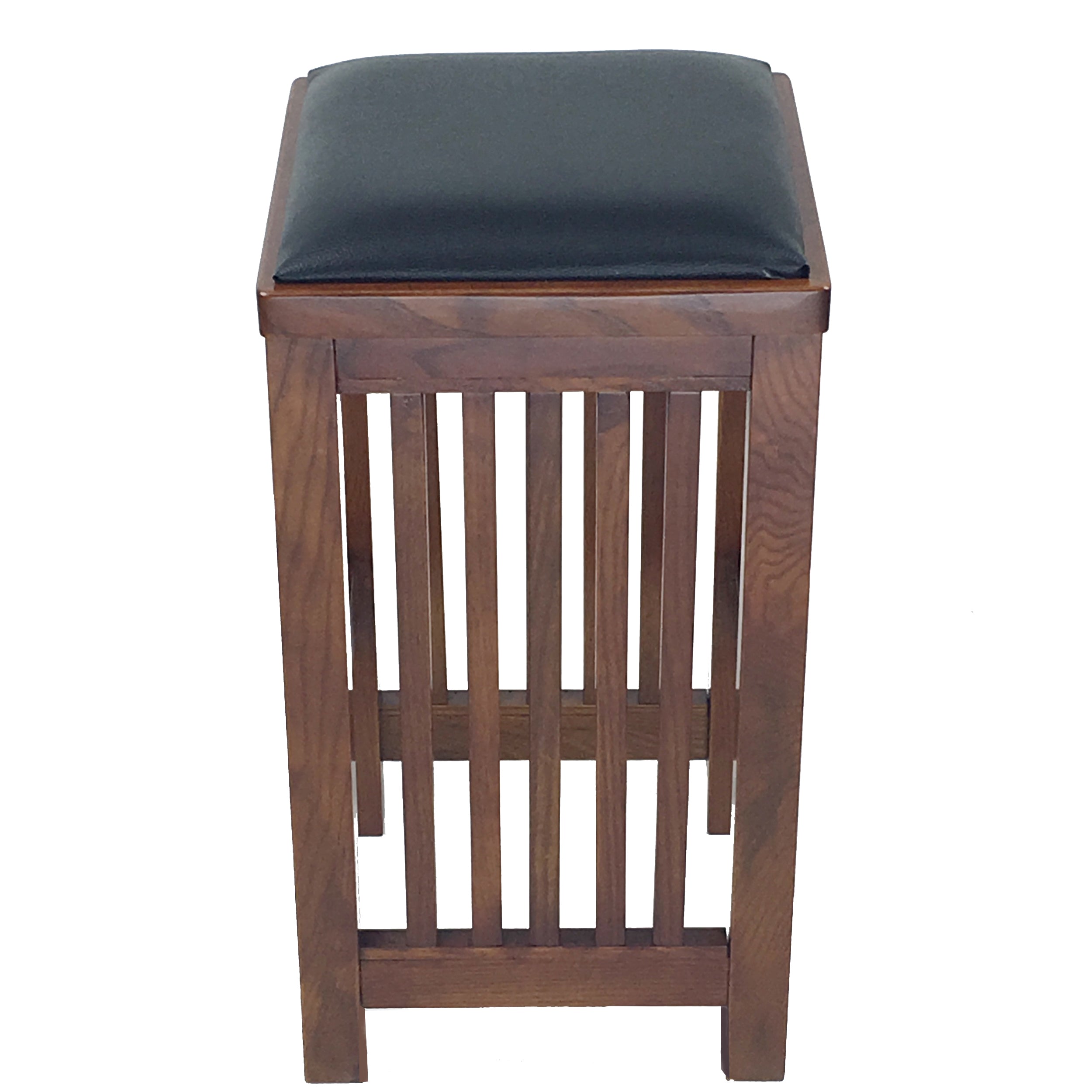  24 Inch Faux Leather Upholstered Wooden Backless Barstool, Oak Brown By Benzara 