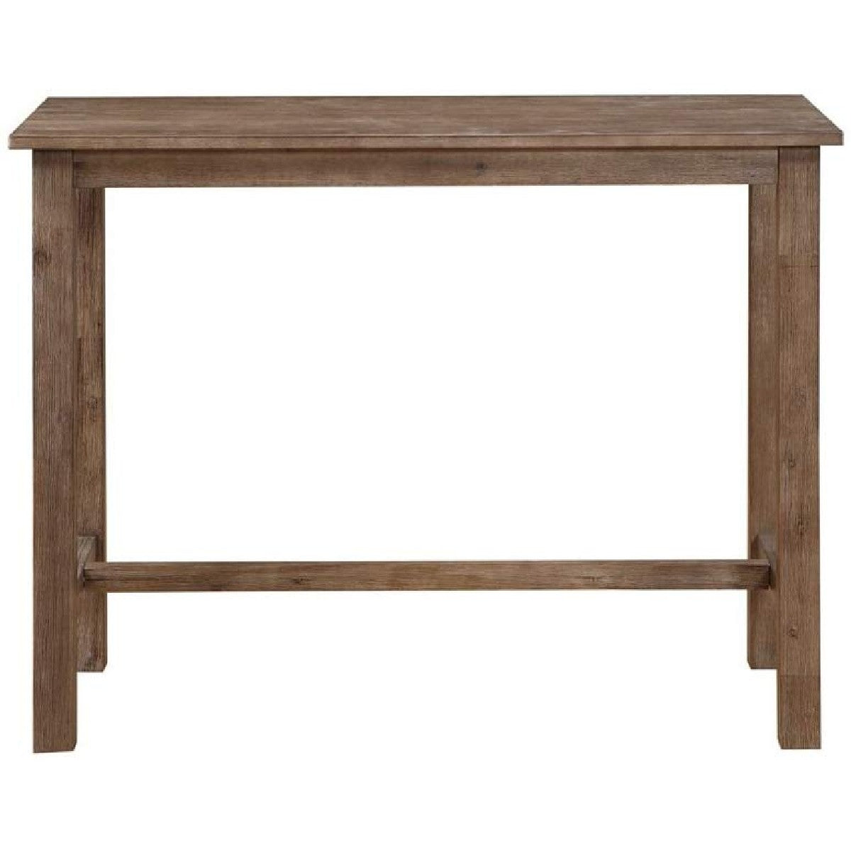  Rectangular Wooden Frame Pub Table With Trestle Base, Oak Brown By Benzara 