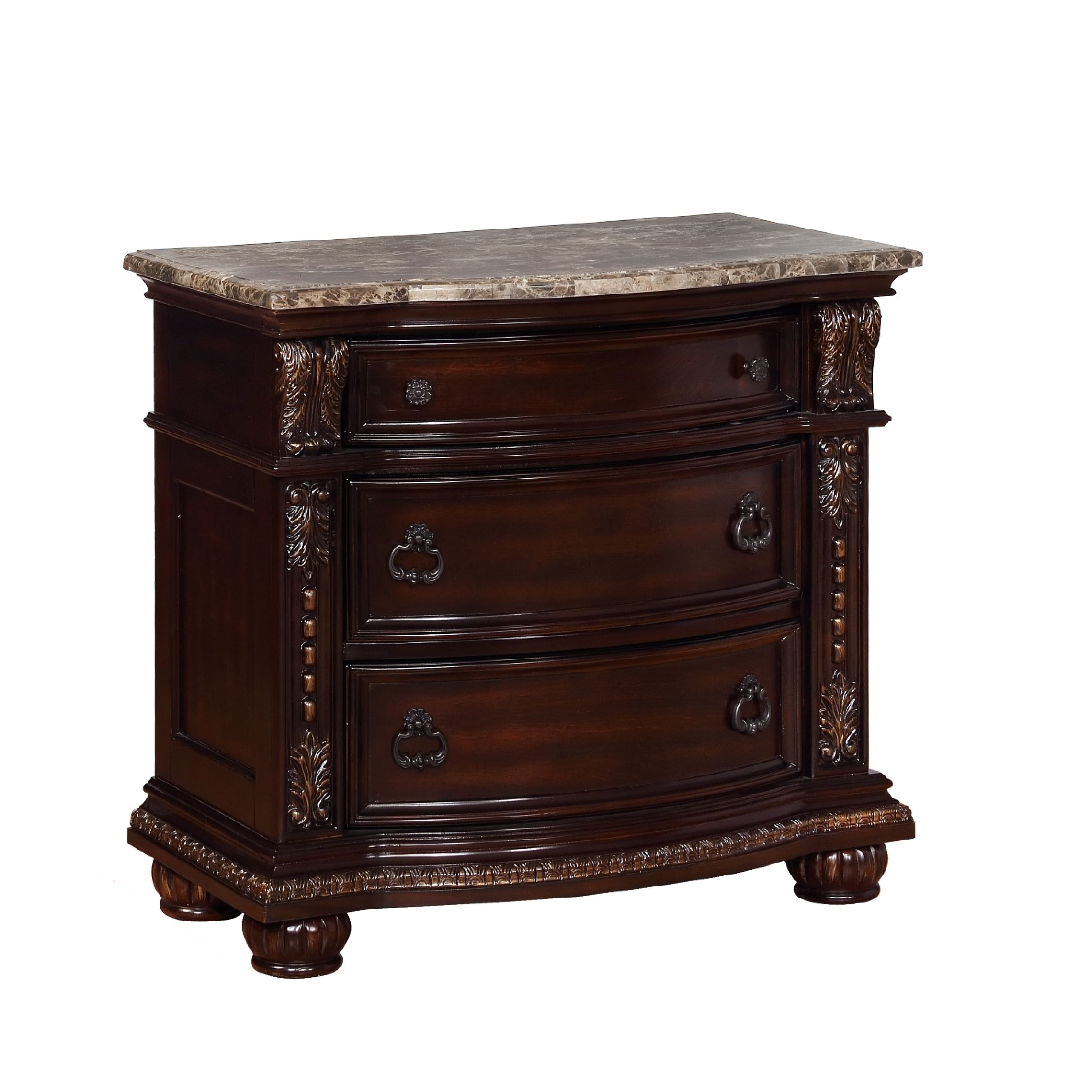  Wooden Nightstand With Three Spacious Drawers And Bun Feet, Brown By Benzara 