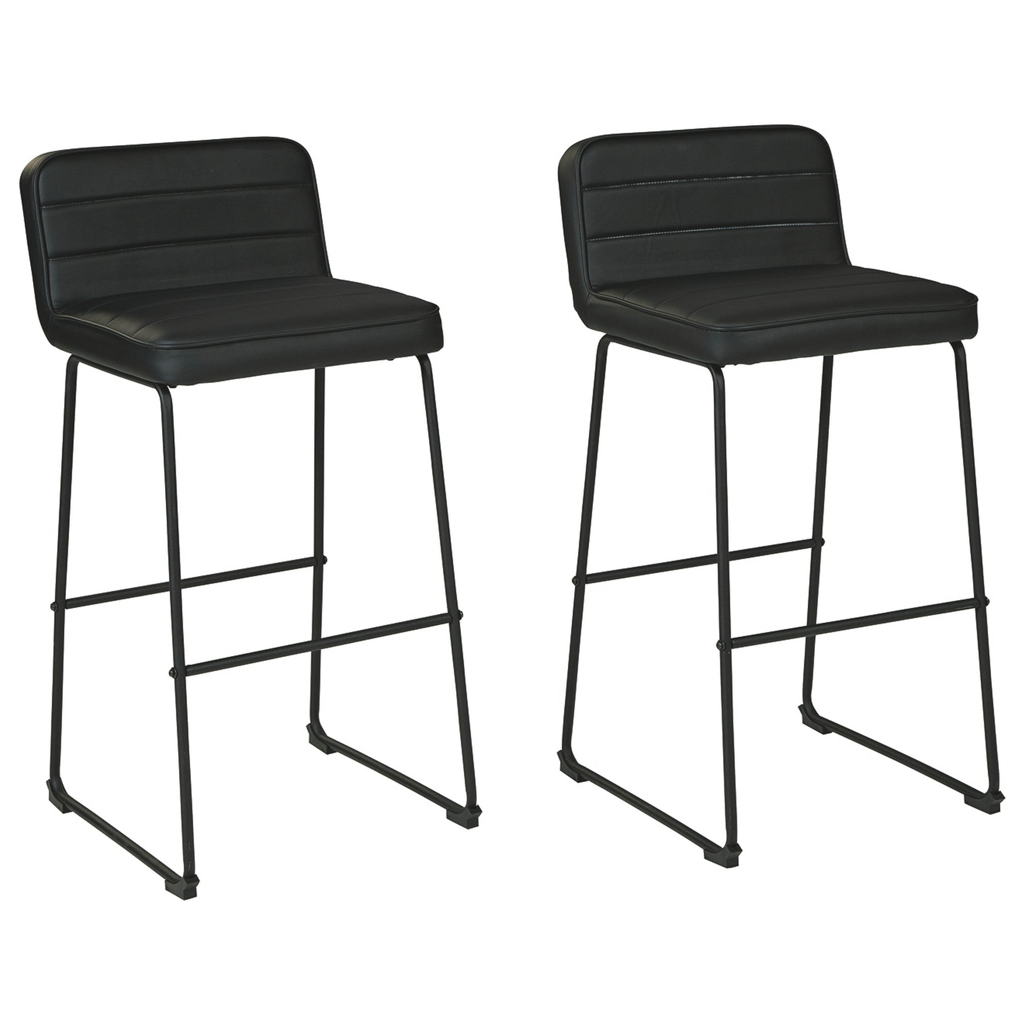  40 Inch Channel Stitched Leatherette Barstool With Sled BaseSet Of 2Black By Benzara 