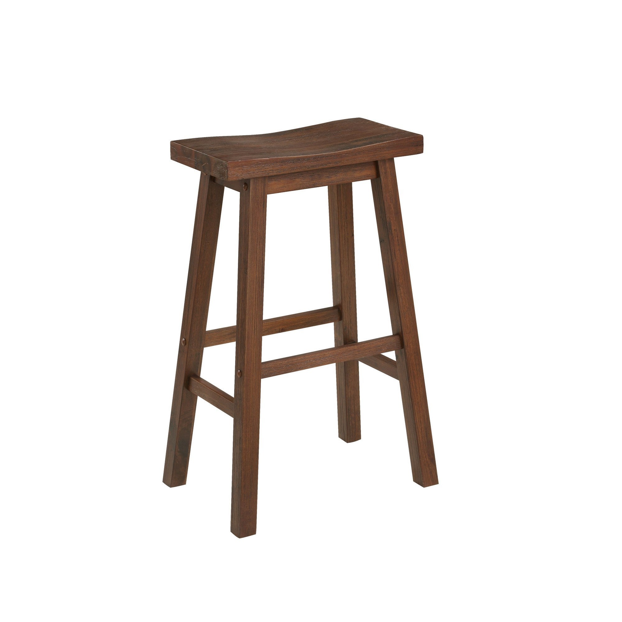  Saddle Design Wooden Barstool With Grain Details Brown By Benzara 