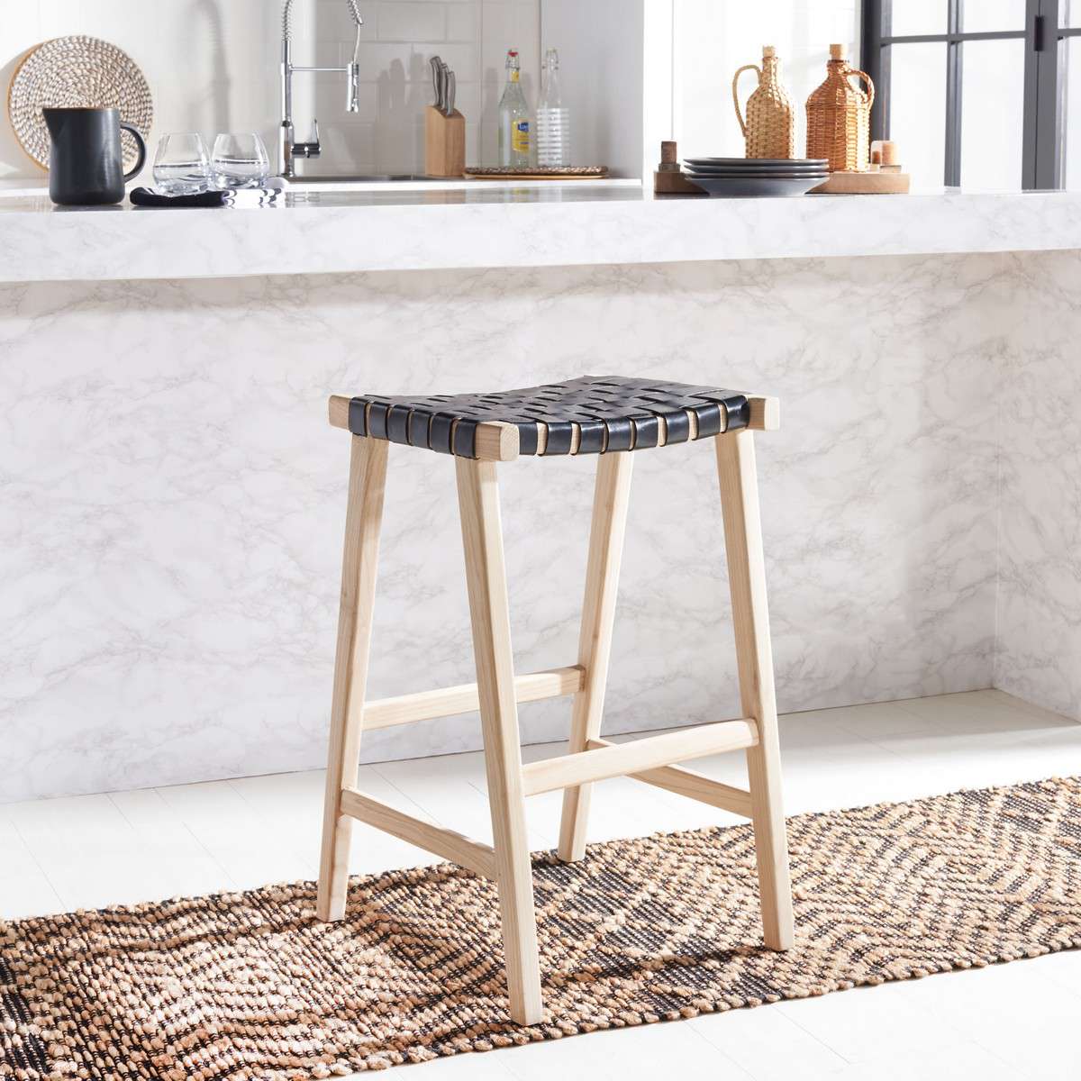  Safavieh Abreu Rectangle Barstool - Black 