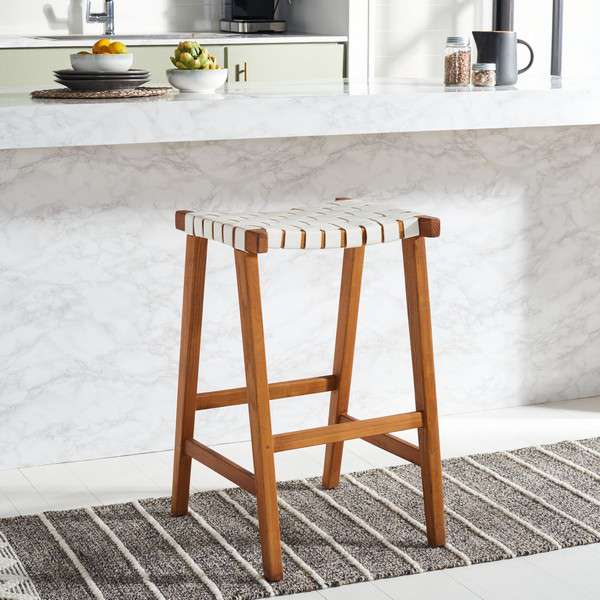  Safavieh Abreu Rectangle Barstool - White 