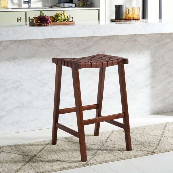  Safavieh Abreu Rectangle Barstool - Cognac 