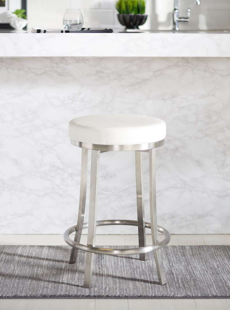  Safavieh Obito Swivel Counter Stool - White 