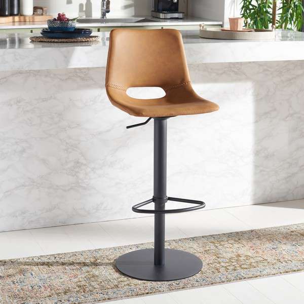  Safavieh Freya Gas Lift Bar Stool - Cognac 