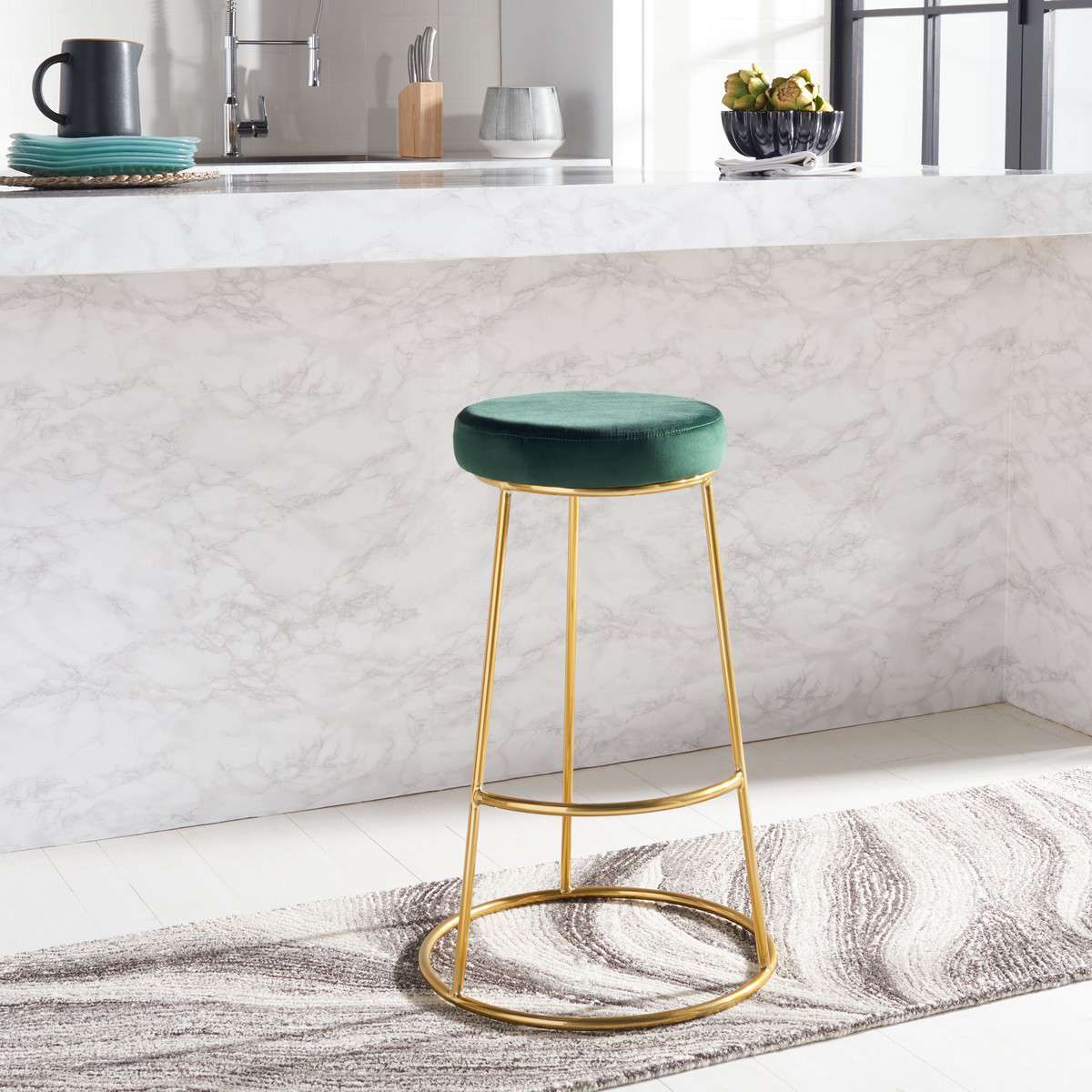  Safavieh Sabina Round Bar Stool - Malachite Green 