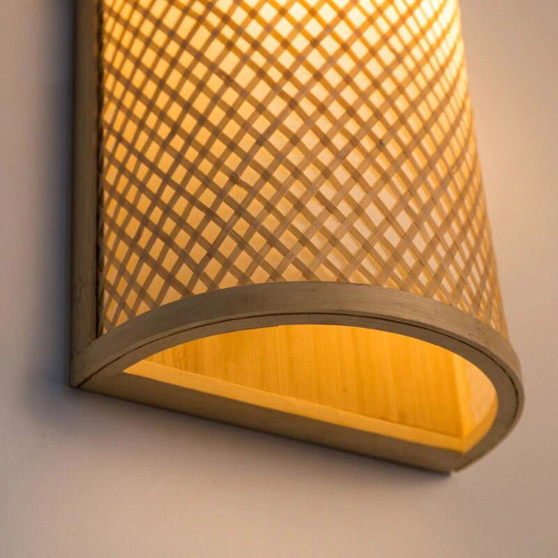 rattan wicker wall sconce