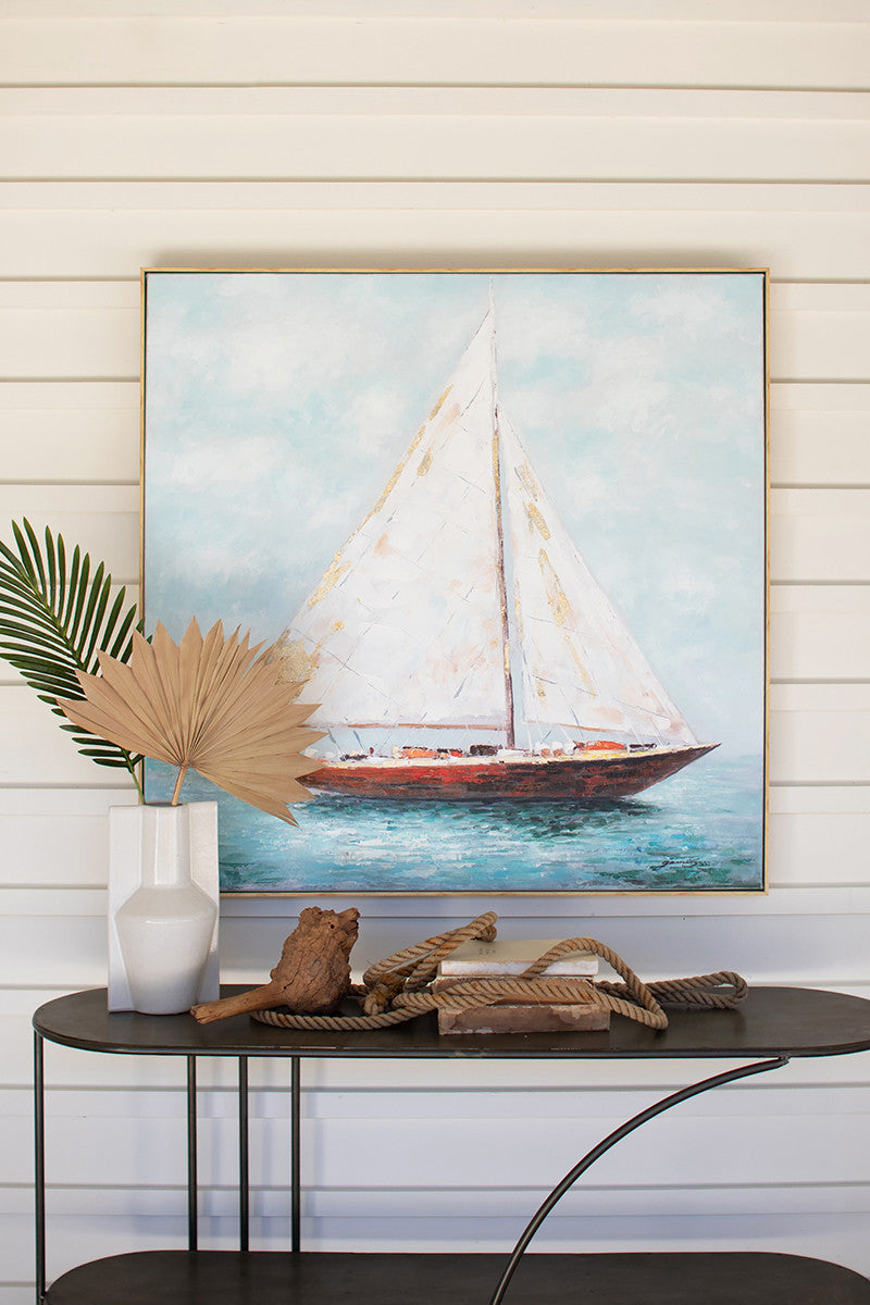  Framed Sailboat Oil Painting By Kalalou 