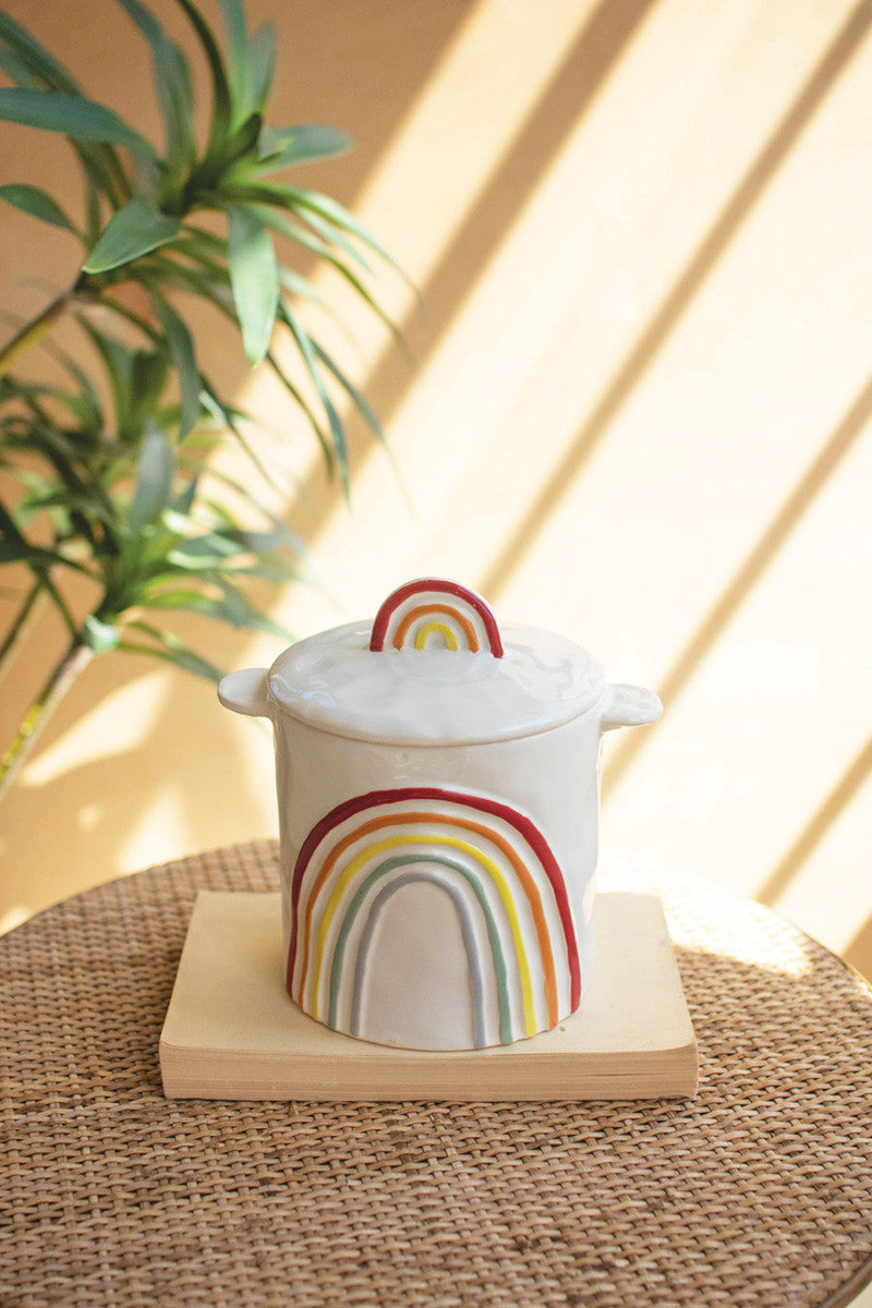  Ceramic Rainbow Canister By Kalalou 