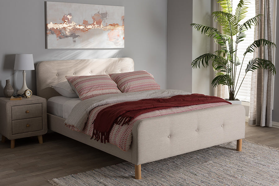 Baxton Studio Hirst Light Beige Platform Bed King Size Light