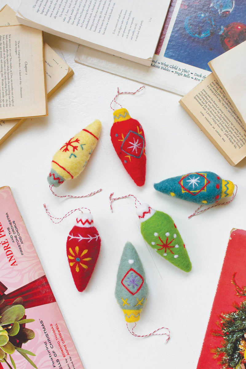  Set Of Six Felt Christmas Ornaments By Kalalou 