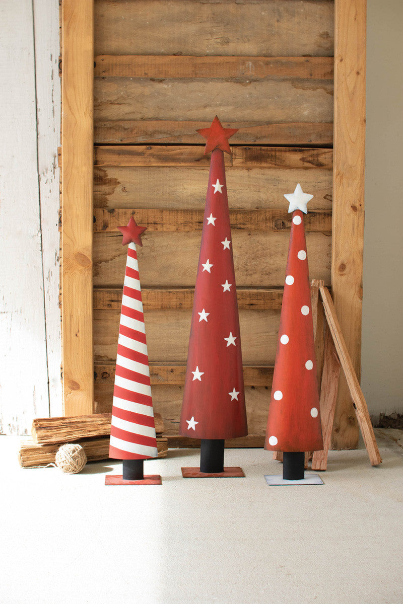  Painted Christmas Topiaries Set Of 3 By Kalalou 