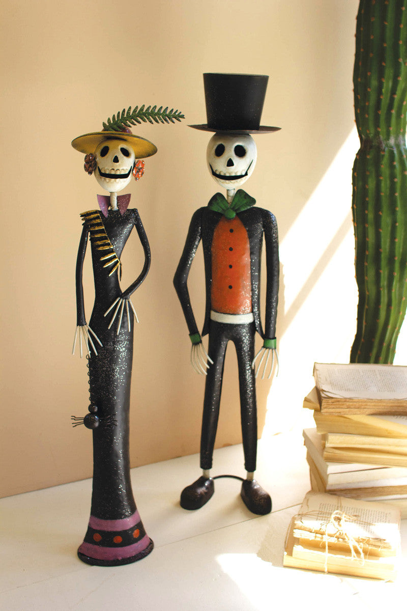  Painted Metal Halloween Day Of The Dead Couple Set Of 2 By Kalalou 