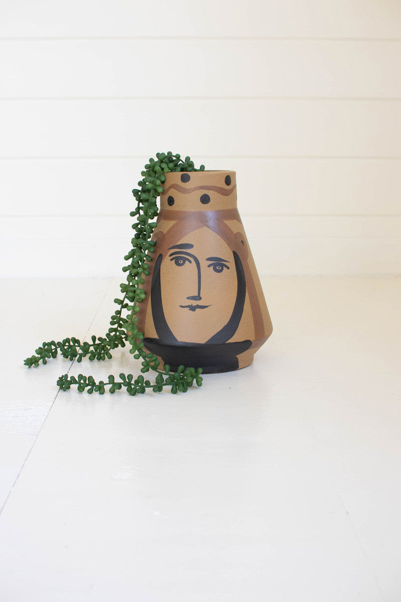  Ceramic Conical Face Vase By Kalalou 