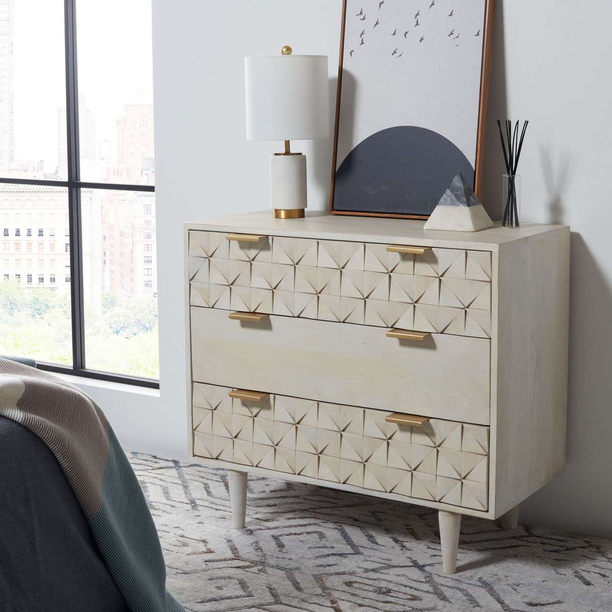  Safavieh Zinnia 3 Drawer Chest - White Wash 