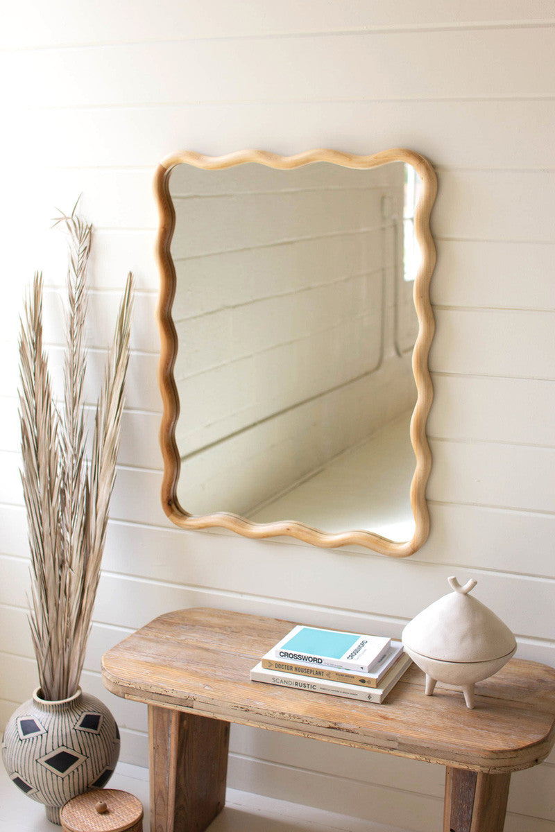  Wooden Squiggle Framed Mirror By Kalalou 