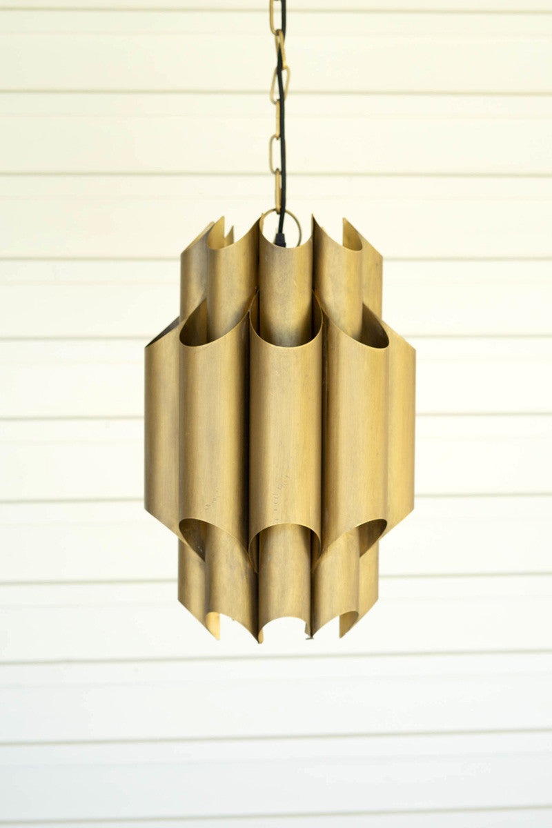  Folding Brass Finish Metal Pendant Light By Kalalou 