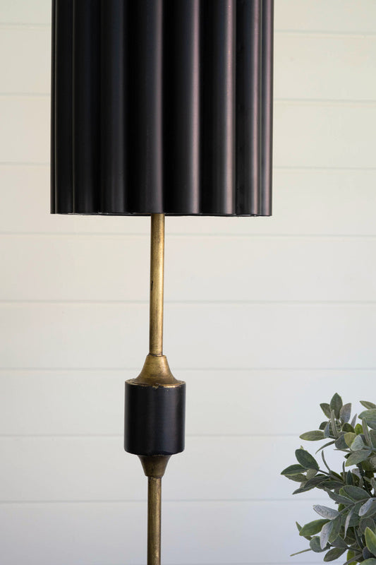 Brass and Black Shade 19 High Traditional Candlestick Lamp - #P3283