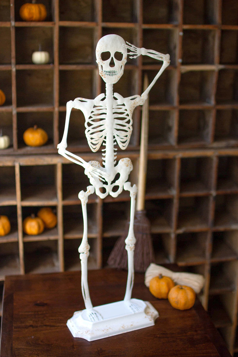  Rustic White Metal Skeleton On A Stand By Kalalou 