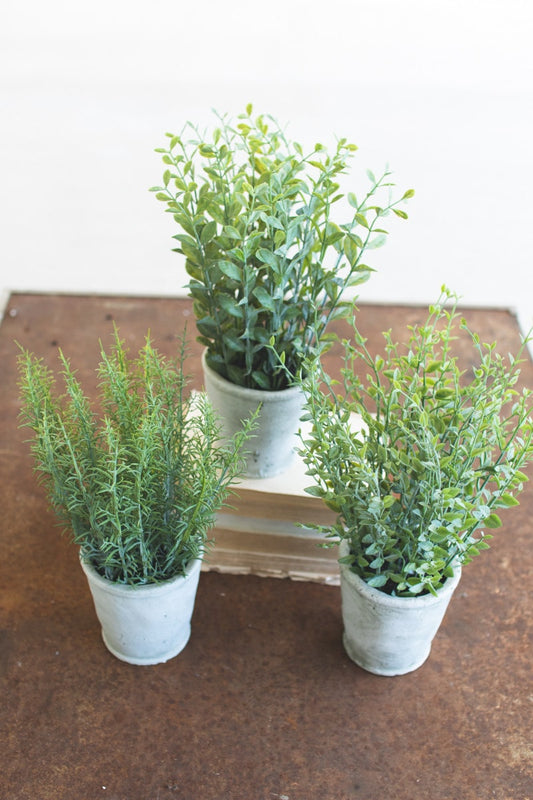 Artificial Pine Trees in Cement Pots - Set of 3