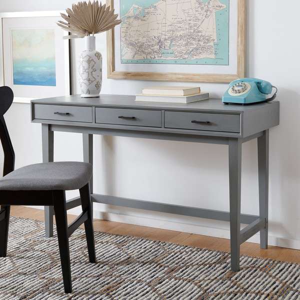  Safavieh Hawthorn 3 Drawer Desk - Distressed Gray 