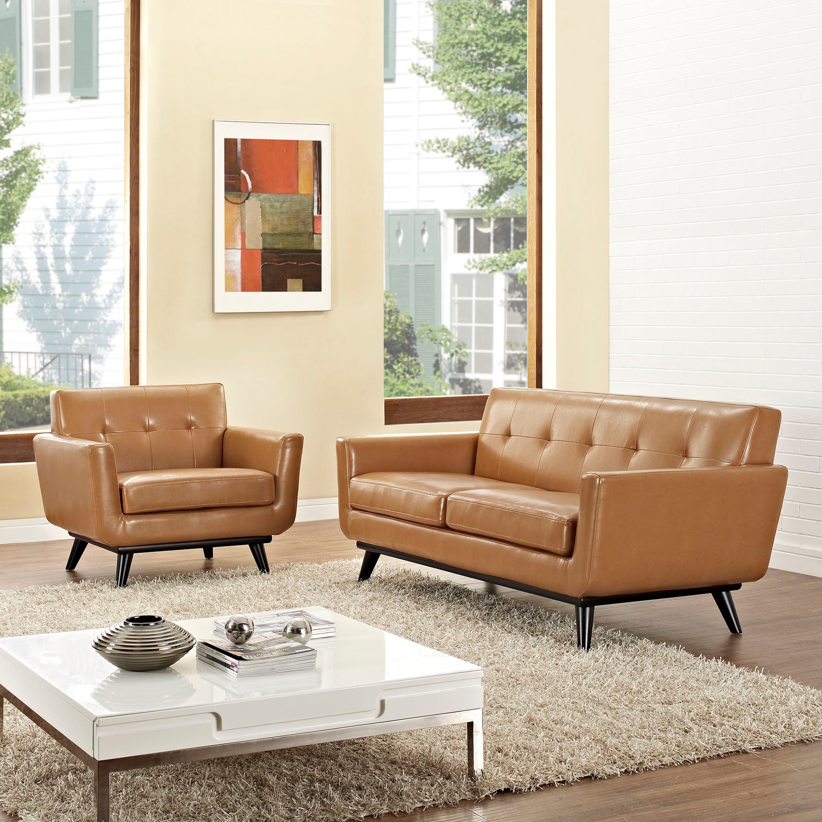  Engage 2 Piece Leather Living Room Set By Modway - EEI-1765 