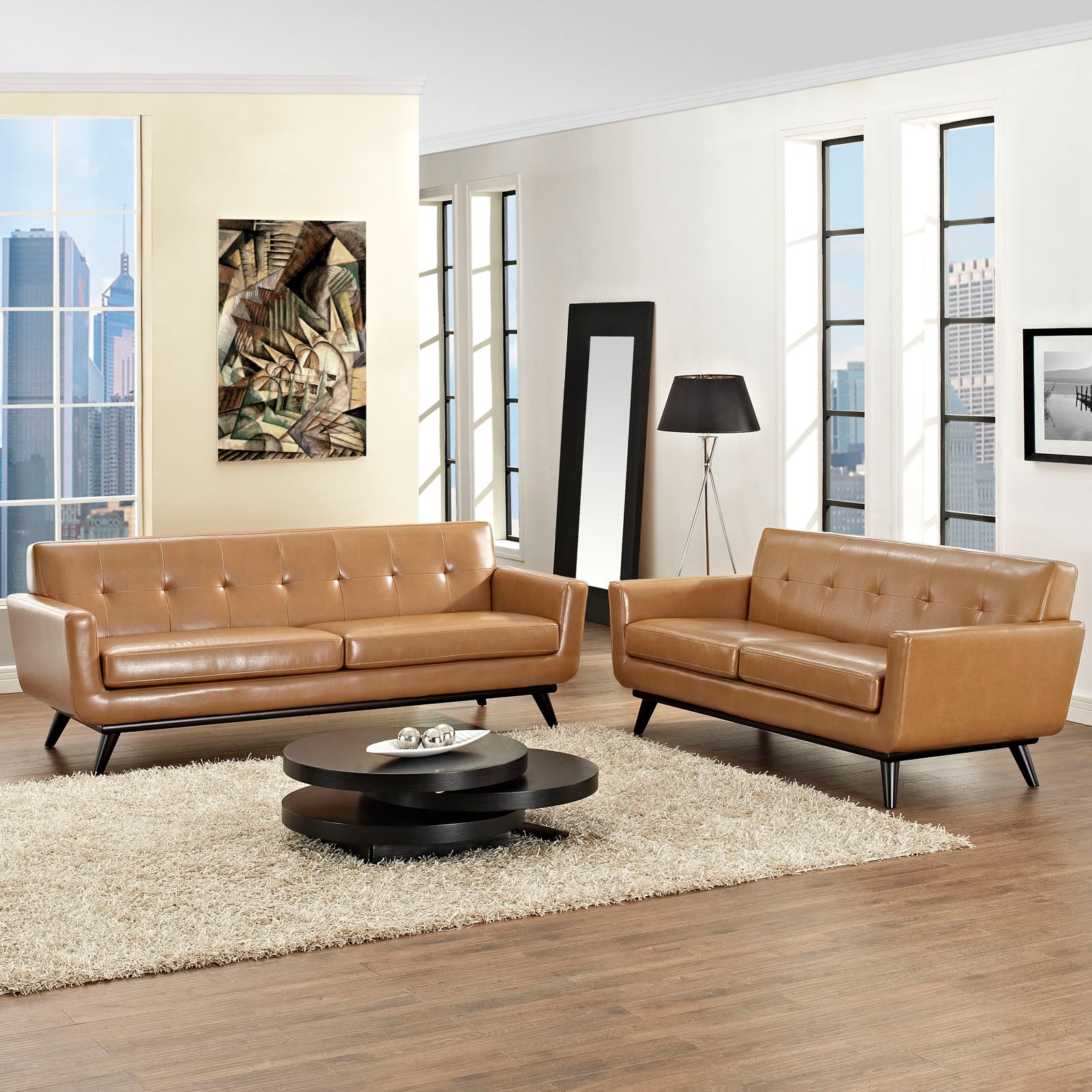  Engage 2 Piece Leather Living Room Set By Modway - EEI-1767 