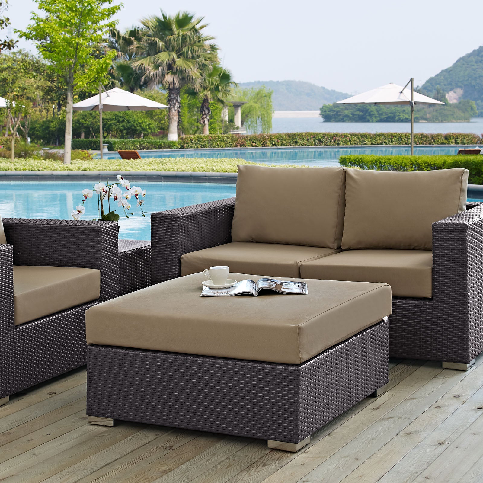  Convene Outdoor Patio Large Square Ottoman By Modway - EEI-1845 