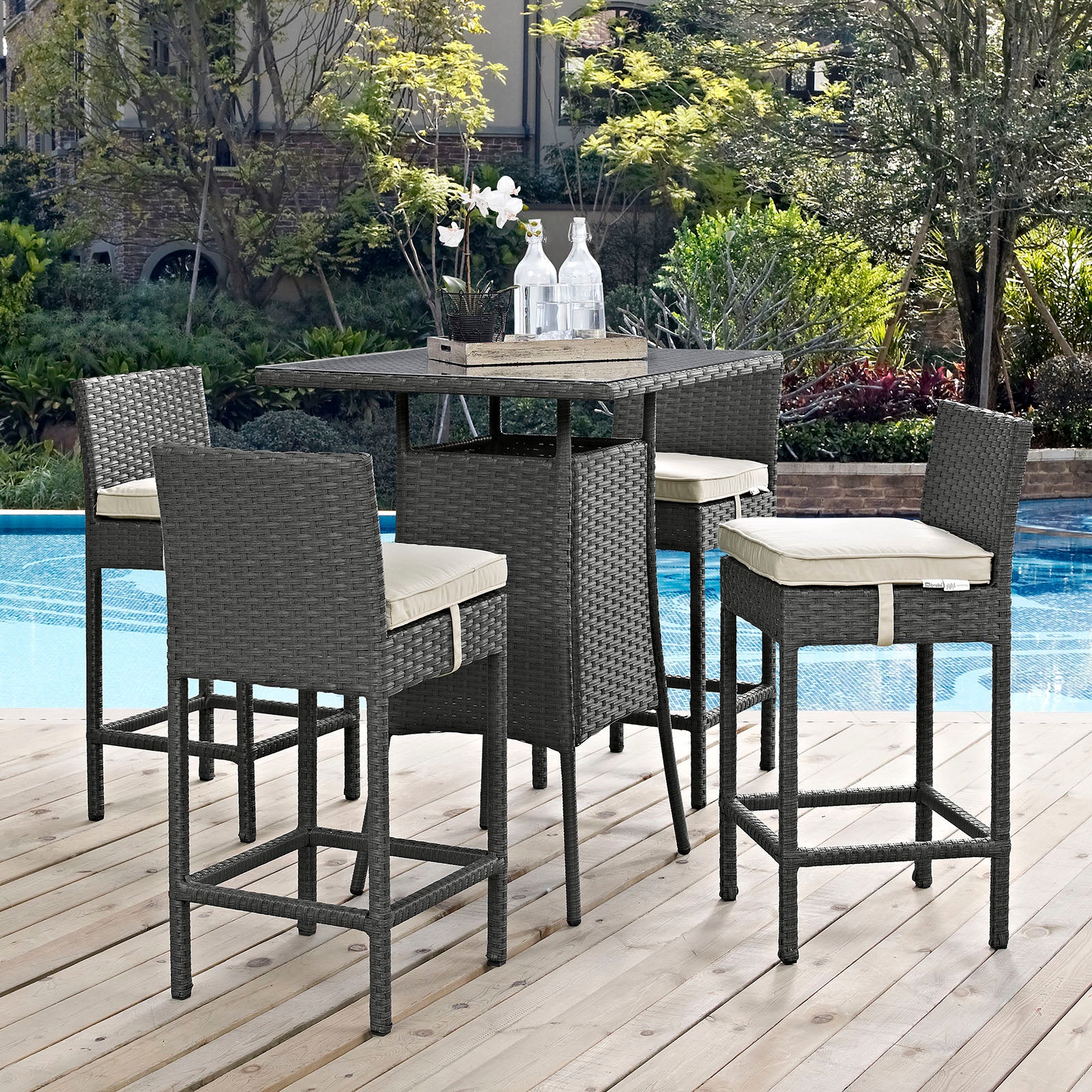  Sojourn 5 Piece Outdoor Patio Sunbrella® Pub Set By Modway - EEI-1967 