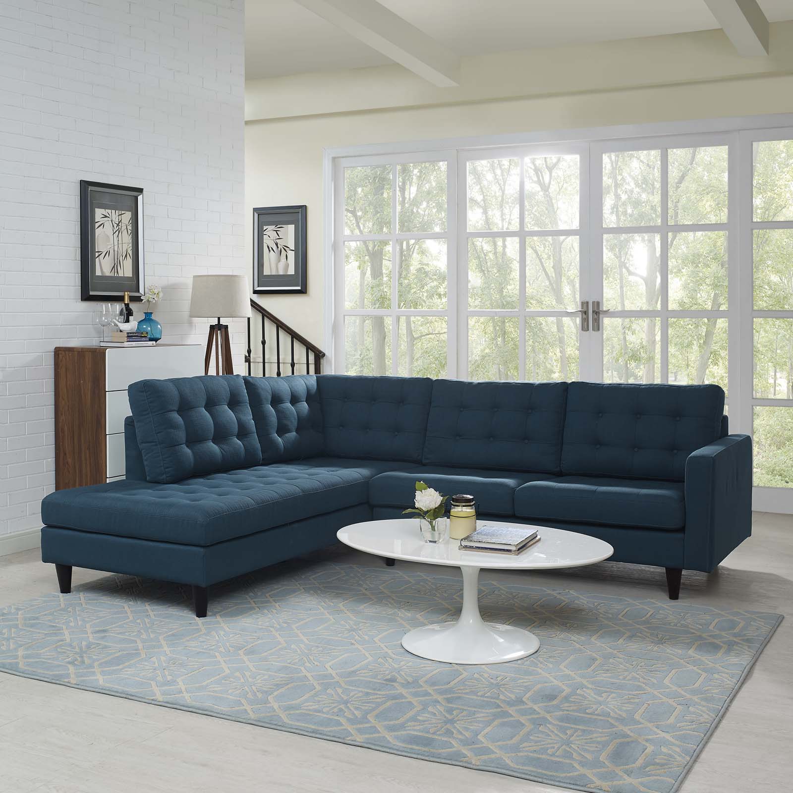  Empress 2 Piece Upholstered Fabric Left Facing Bumper Sectional By Modway - EEI-2798 