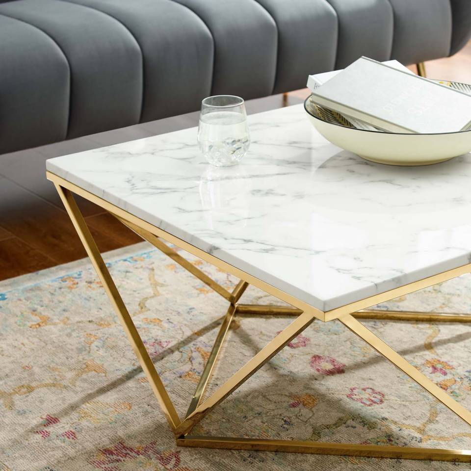 Modway Vertex Gold Metal Stainless Steel Coffee Table - EEI-4207 - Gold ...