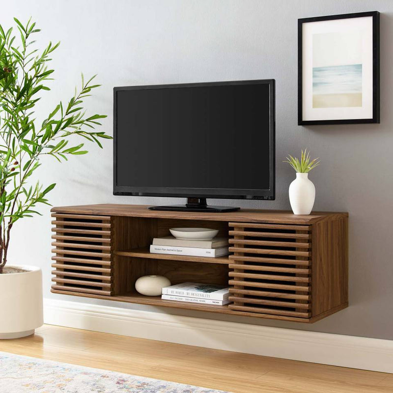 Modway Render 46 Wall Mount Media Console Tv Stand Eei 4266 Walnut Modish Store