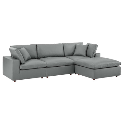 Modway Commix Down Filled Overstuffed Vegan Leather 4-Piece Sectional Sofa 