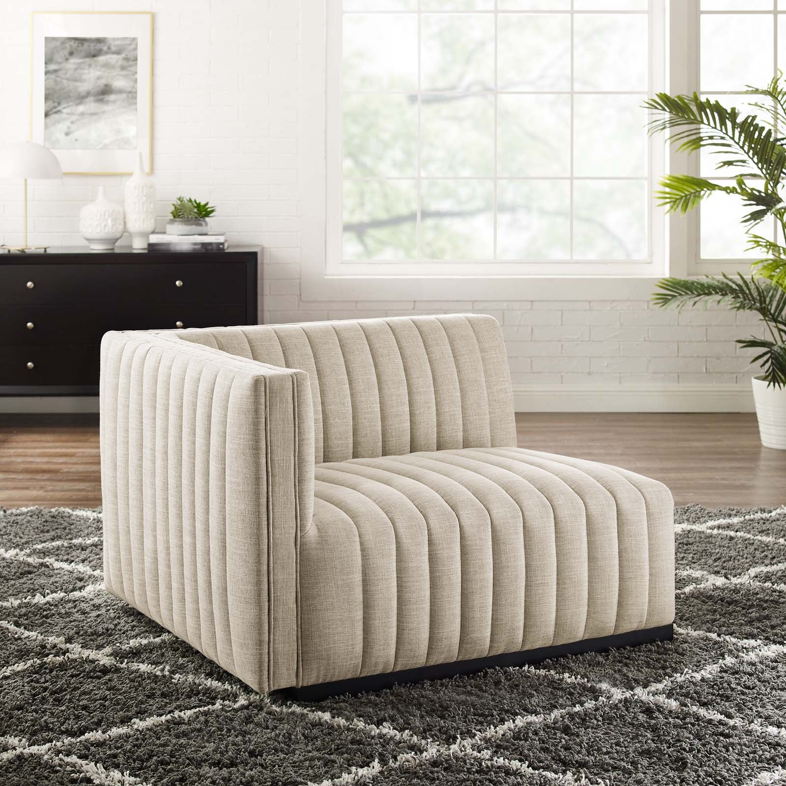  Conjure Channel Tufted Upholstered Fabric Left-Arm Chair By Modway - EEI-5491 