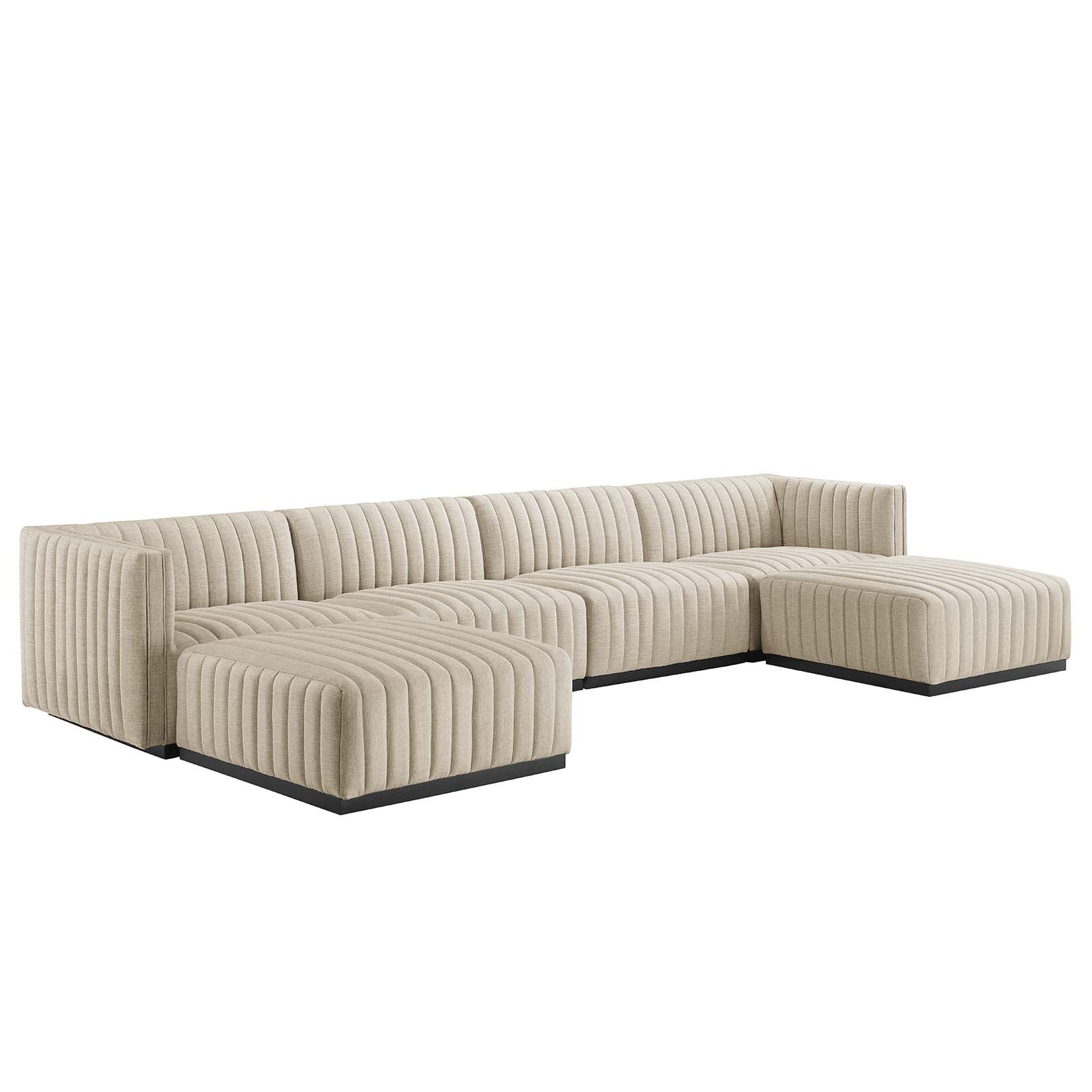  Conjure Channel Tufted Upholstered Fabric 6-Piece Sectional Sofa By Modway - EEI-5790 