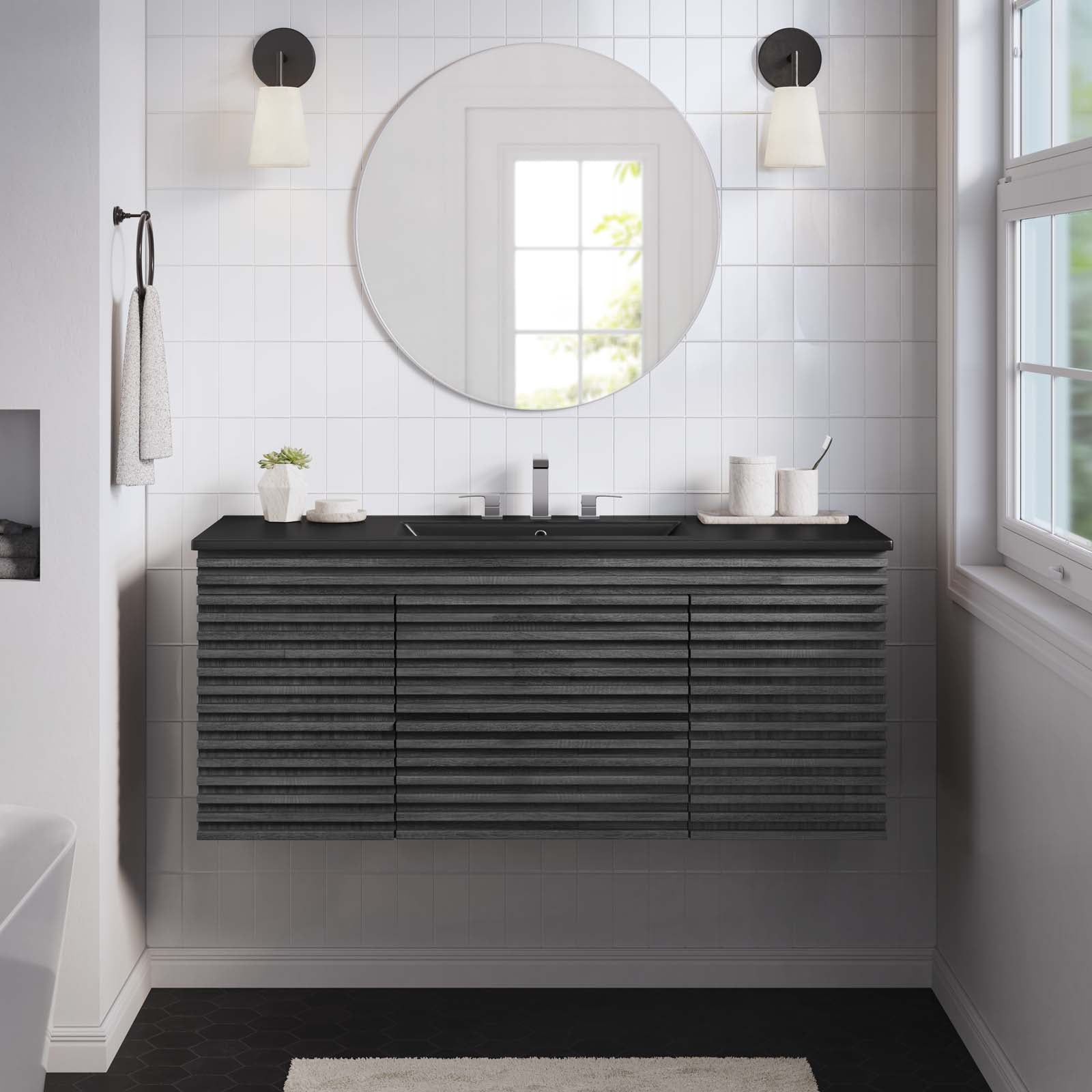  Render 48" Wall-Mount Bathroom Vanity By Modway - EEI-5801 