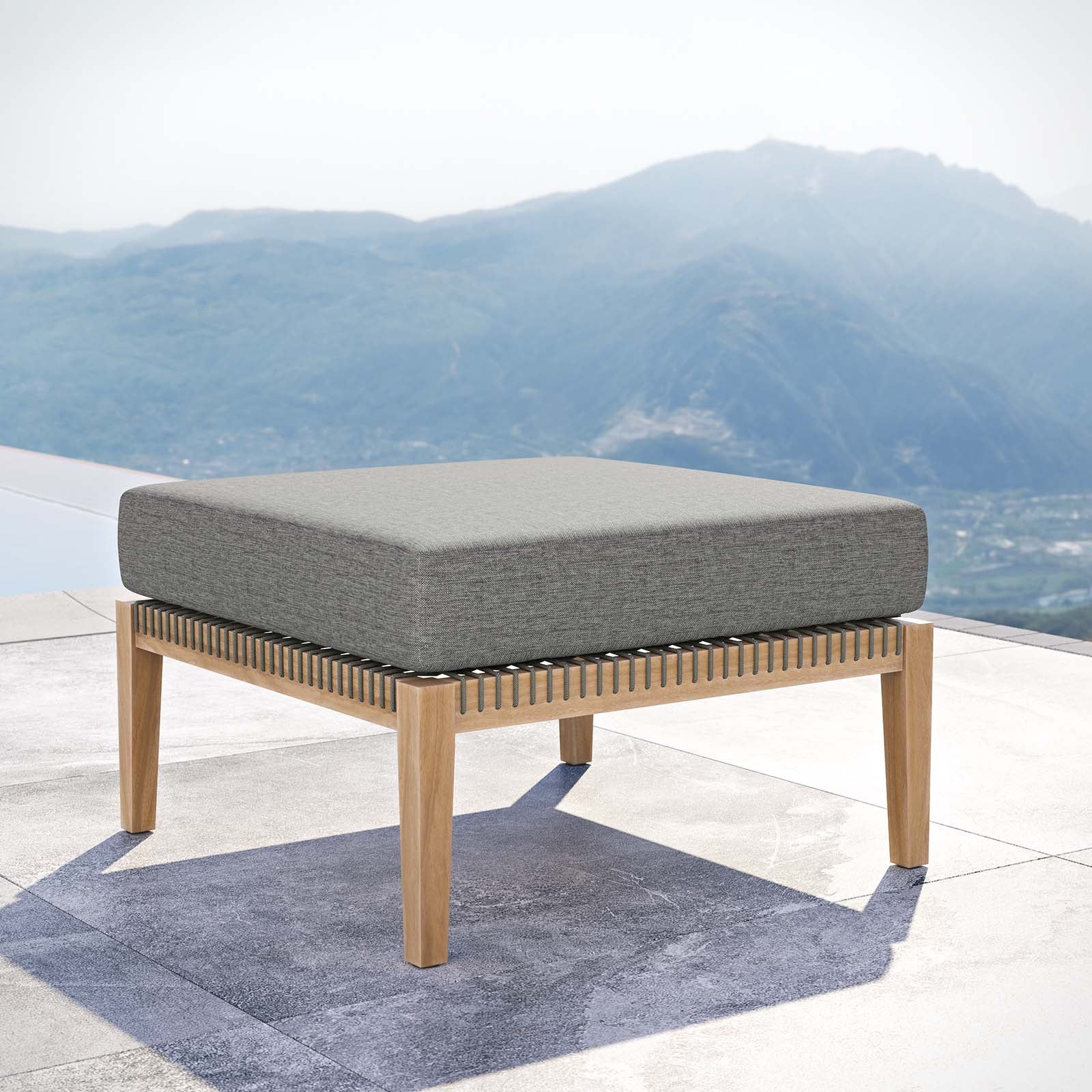  Clearwater Outdoor Patio Teak Wood Ottoman By Modway - EEI-5854 