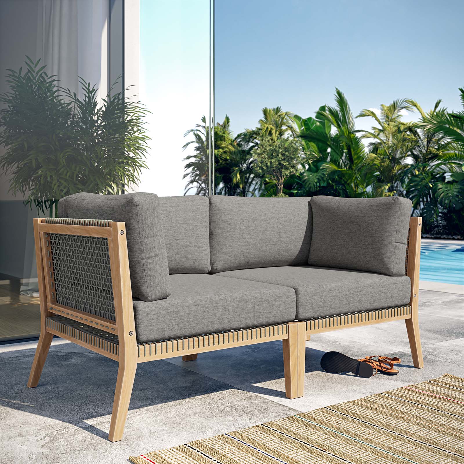  Clearwater Outdoor Patio Teak Wood Loveseat By Modway - EEI-6119 