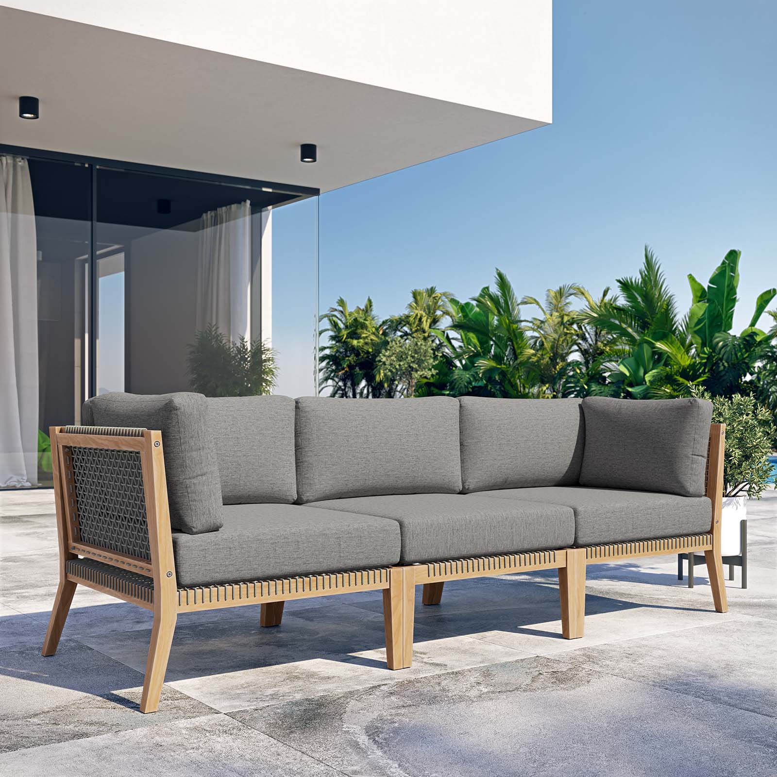  Clearwater Outdoor Patio Teak Wood Sofa By Modway - EEI-6120 