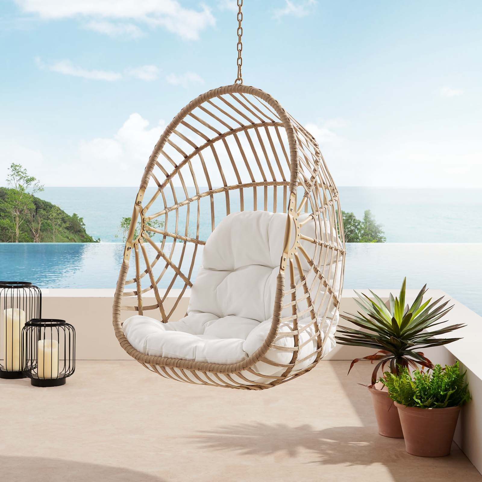  Amalie Wicker Rattan Outdoor Patio Rattan Swing Chair without Stand By Modway - EEI-6261 