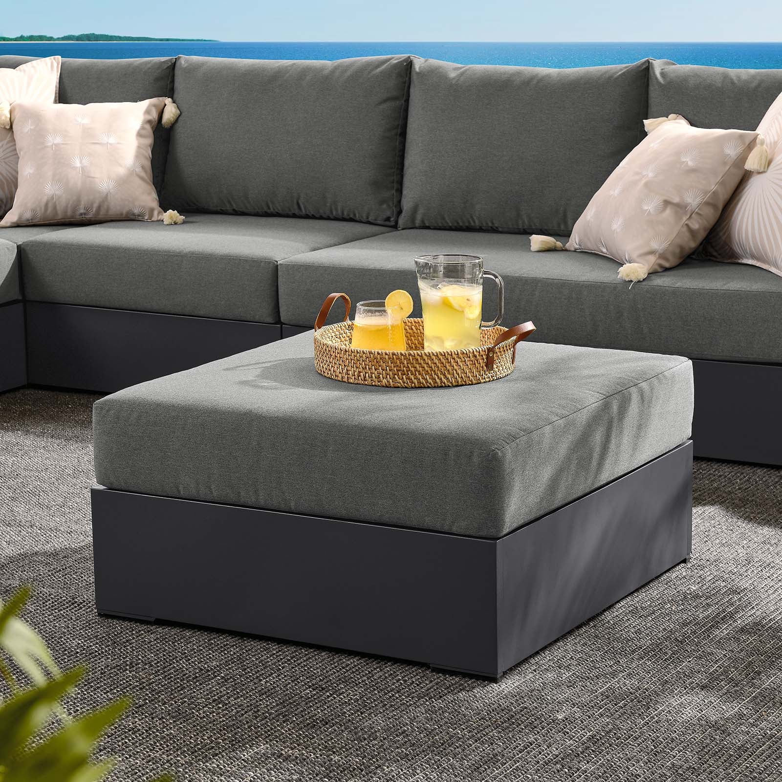  Tahoe Outdoor Patio Powder-Coated Aluminum Ottoman By Modway - EEI-6627 