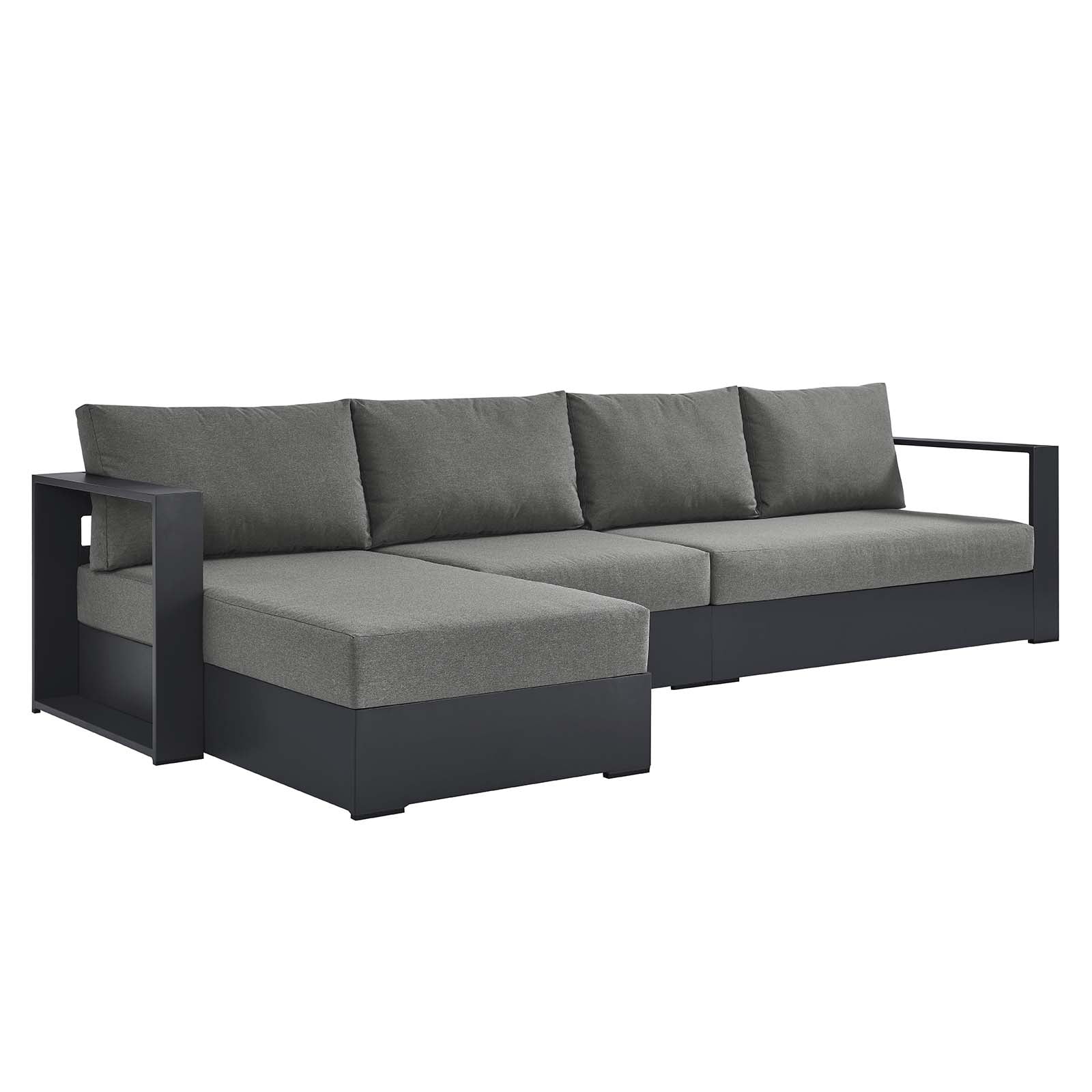  Tahoe Outdoor Patio Powder-Coated Aluminum 3-Piece Left-Facing Chaise Sectional Sofa Set By Modway - EEI-6672 